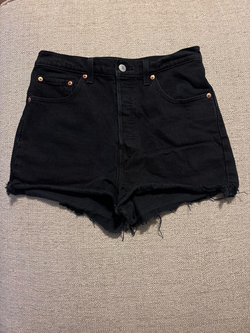 Levi's Black High-Rise Denim Cutoff Shorts